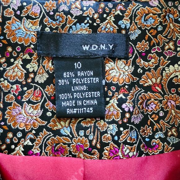 WDNY Jacquard Floral Dress Trench Coat and Pencil Skirt Shiny Metallic Size 10 - Picture 5 of 10